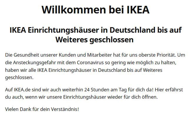 IKEA geschlossen